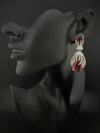 Premium Nano Setting Cubic Zirconia Chandelier earrings with Black Stone