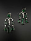 Premium Cubic Zirconia and glass stone in silver color is designer Inspired Statement Long earrings