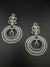 Premium Cubic Zirconia Oversized Chandelier earrings in stones in silver color is designer Inspired Long Statement earrings