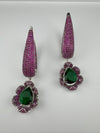 Leaf style Premium Cubic Zirconia, Crystal, Natural stone in silver color Long earrings