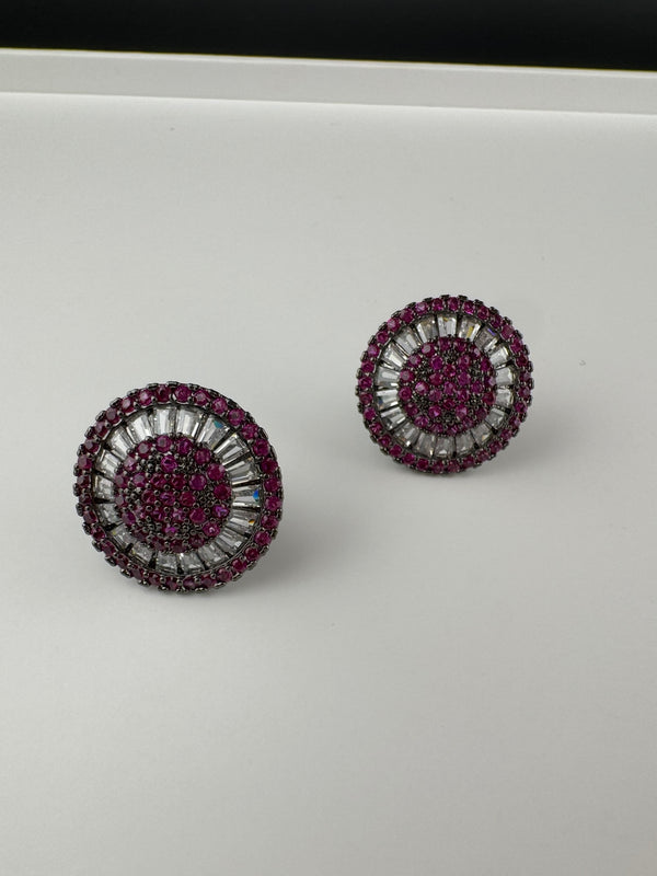 Premium Nano Setting Cubic Zirconia is Victorian designer Inspired Statement Ruby Stud earring