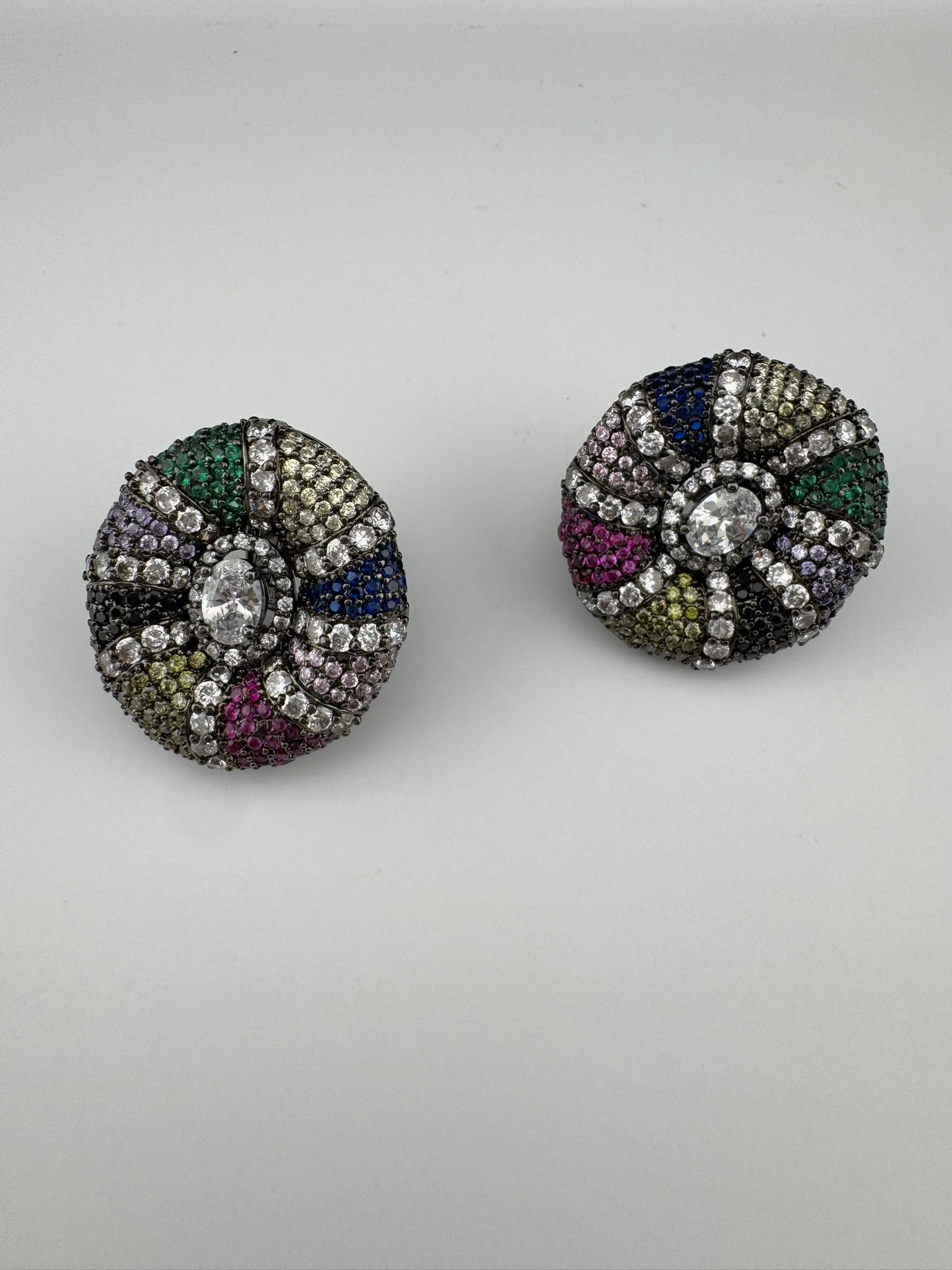Premium Nano Setting, Cubic Zirconia Oversized stud with Crystals designer Inspired Statement earrings