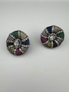 Premium Nano Setting, Cubic Zirconia Oversized stud with Crystals designer Inspired Statement earrings