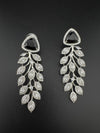 Leaf style Premium Cubic Zirconia, Crystal, Natural stone in silver color Long earrings