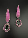 Leaf style Premium Cubic Zirconia, Crystal, Natural stone in silver color Long earrings