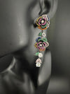 Unique Nano Setting Cubic Zirconia Multicolor Long Rose Earrings