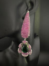 Leaf style Premium Cubic Zirconia, Crystal, Natural stone in silver color Long earrings