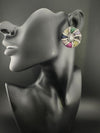 Premium Nano Setting, Cubic Zirconia Oversized stud with Crystals designer Inspired Statement earrings