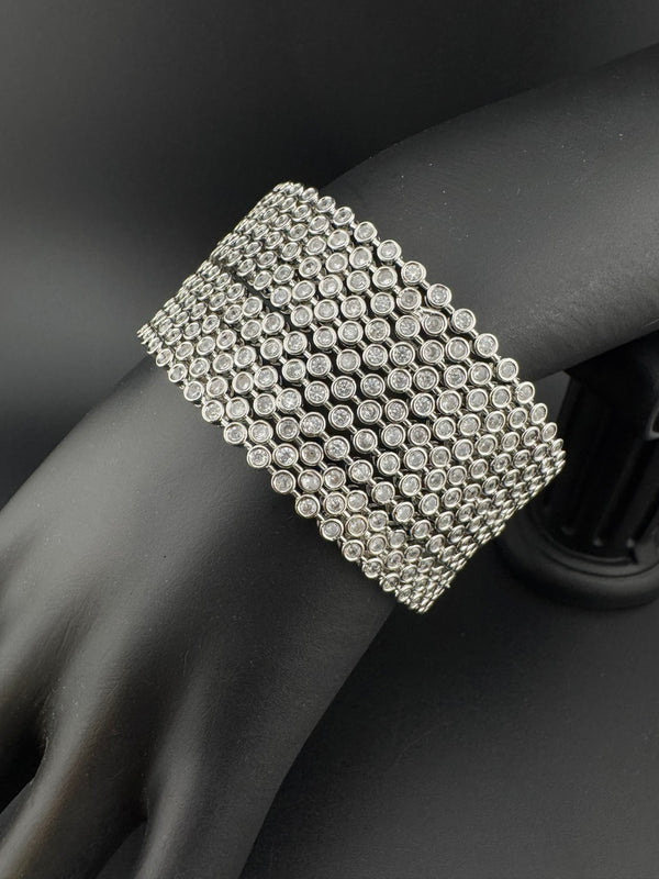 Gold and Silver Cubic Zirconia bangle is Designer inspired bangles set of 12/Indian Kada set