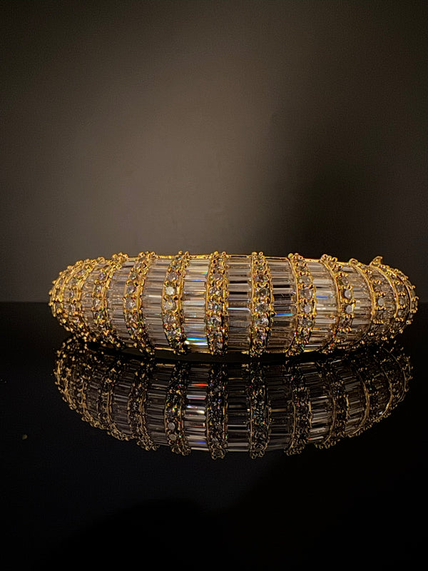 Single Openable Designer bracelet with crystal stones, Cubic Zirconia in unique Nano setting/single bangle/Fits size upto 2.6"