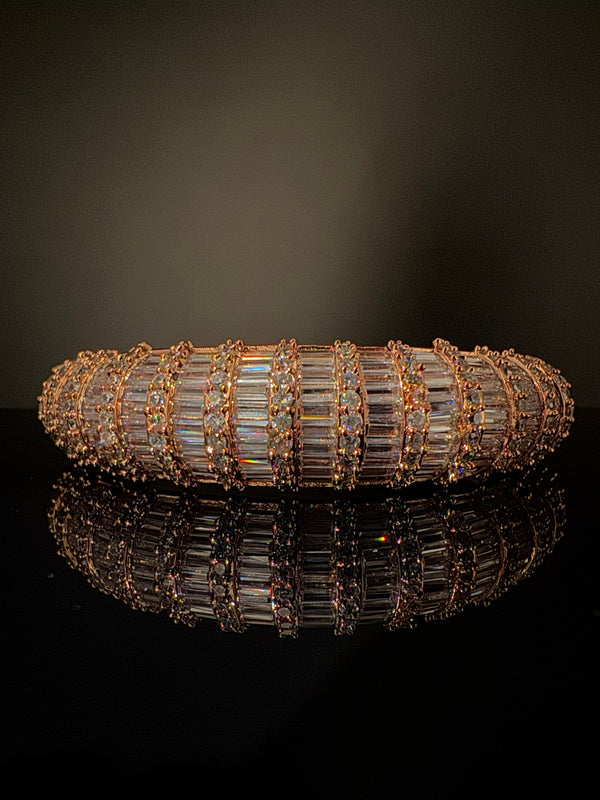 Single Openable Designer bracelet with crystal stones, Cubic Zirconia in unique Nano setting/single bangle/Fits size upto 2.6"