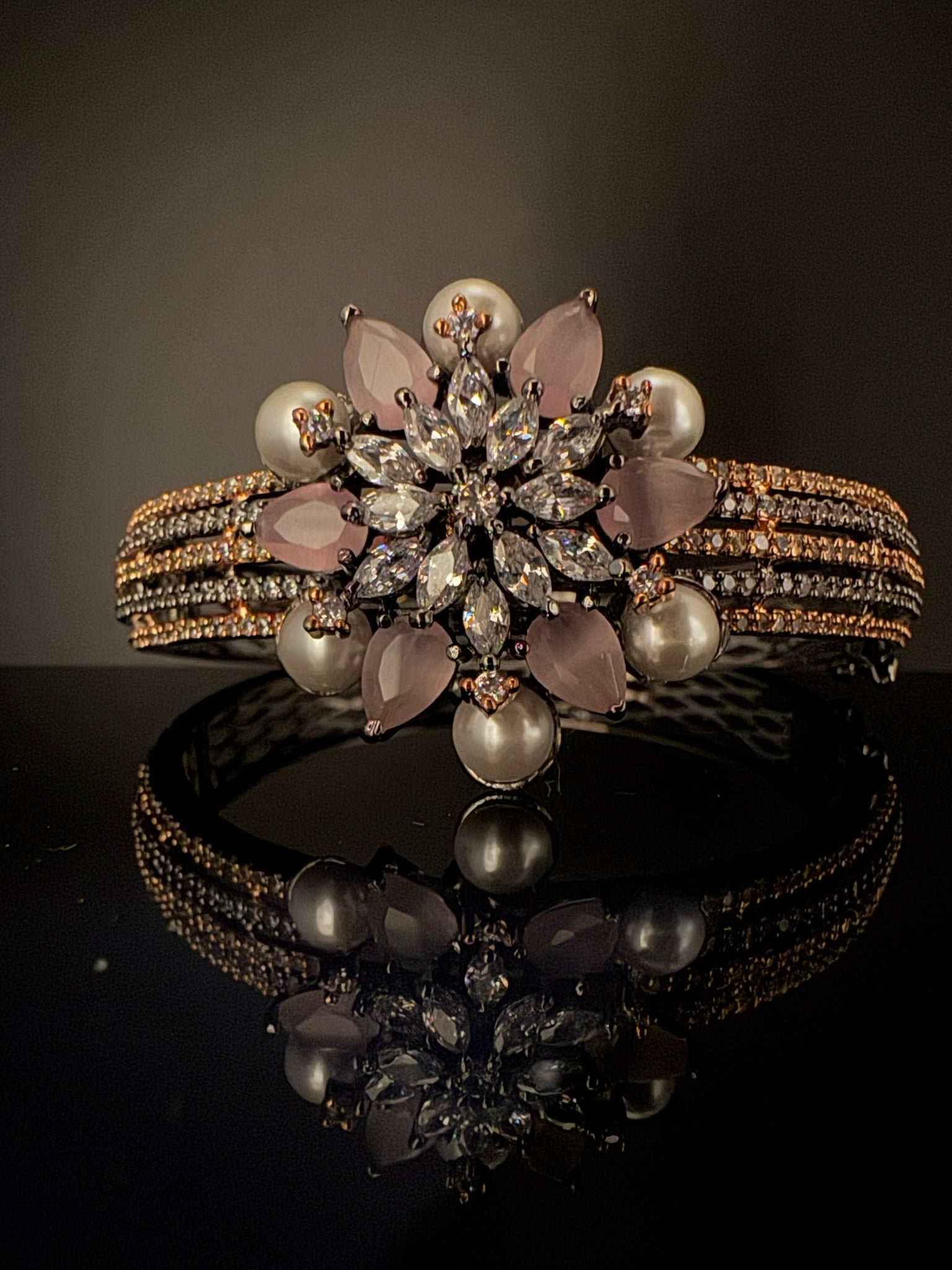 Openable Stone and Cubic Zirconia Bracelet Designer inspired Bracelet bangle Fits upto 2.6" wrist size