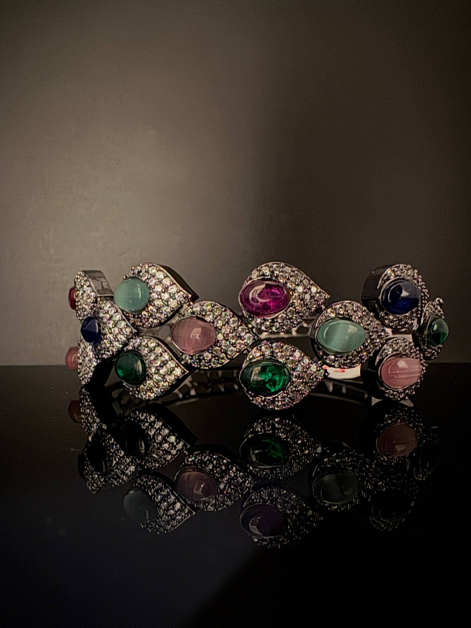 Openable Stone and Cubic Zirconia Bracelet Designer inspired Bracelet bangle Fits upto 2.6" wrist size