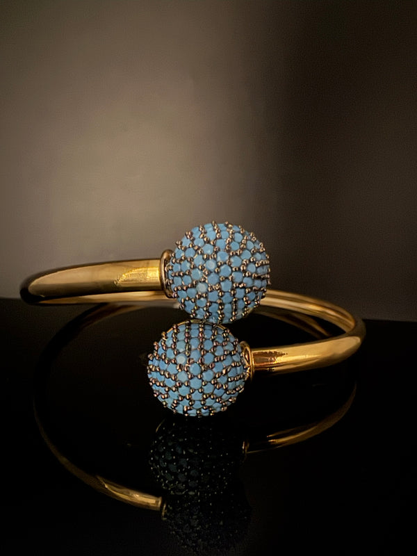 Openable Gold Stone and Cubic Zirconia Bracelet Designer inspired Bracelet bangle