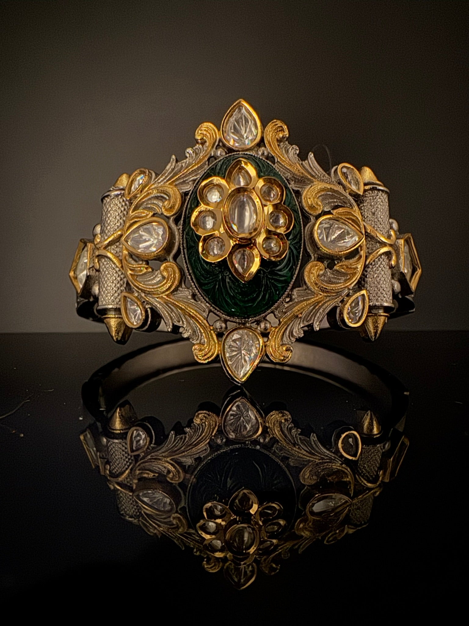 Openable Victorian Stone and Kundan Bracelet Designer inspired Bracelet Broad bangle