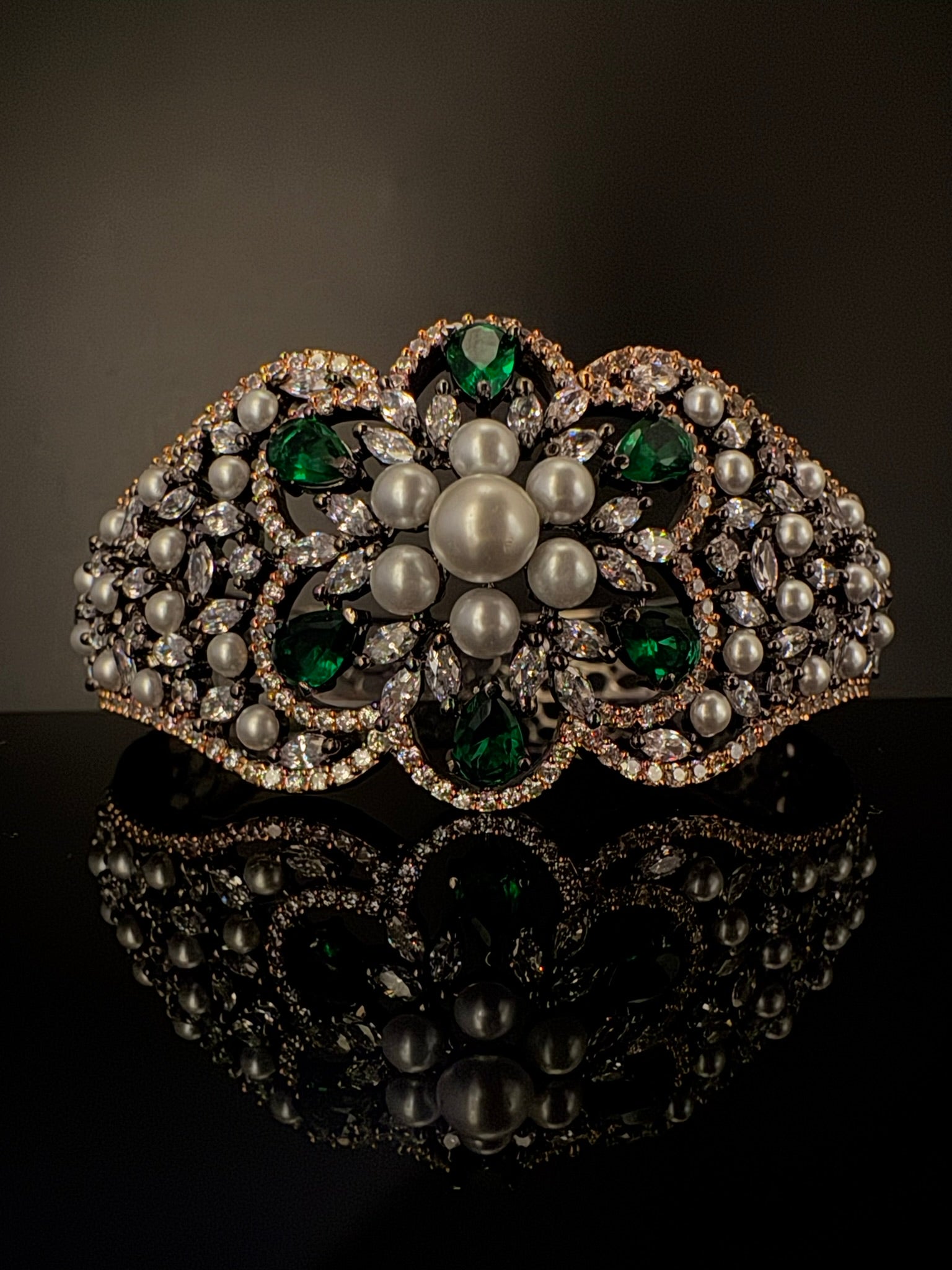 Victorian/Rose Gold Openable Designer bracelet with crystal stones, Cubic Zirconia in unique Nano setting