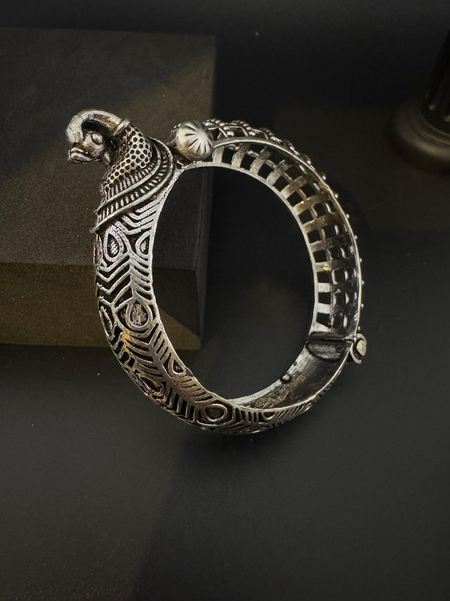 Openable Oxidized German Silver Peacock Designer Single bangle/Unique Bangle/Indian Jewelry