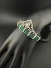 Single Silver Openable Designer bracelet with crystal stones, Cubic Zirconia, pearls in unique setting/single bangle/Fits size upto 2.6"