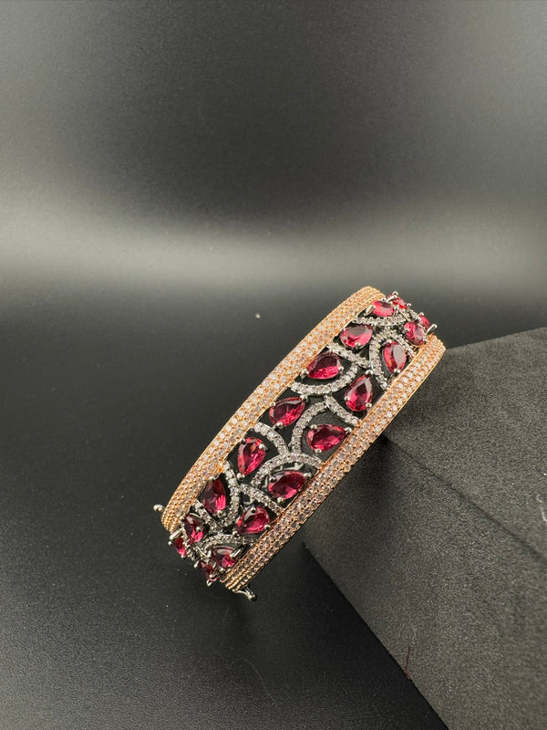 Single Victorian Openable Designer bracelet with crystal stones, Cubic Zirconia in unique Nano setting/single bangle/Fits size upto 2.6"