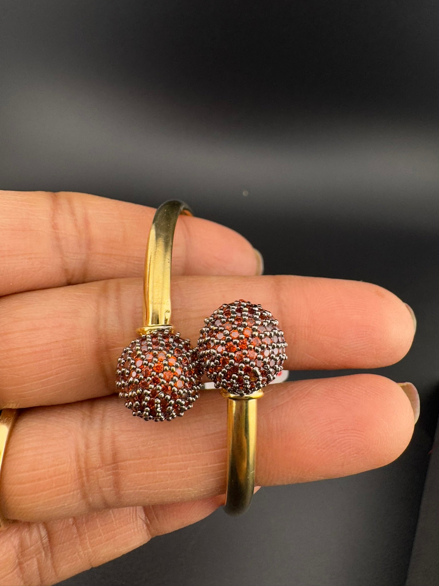 Openable Gold Stone and Cubic Zirconia Bracelet Designer inspired Bracelet bangle