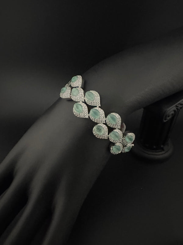 Openable Stone and Cubic Zirconia Bracelet Designer inspired Bracelet bangle Fits upto 2.6" wrist size
