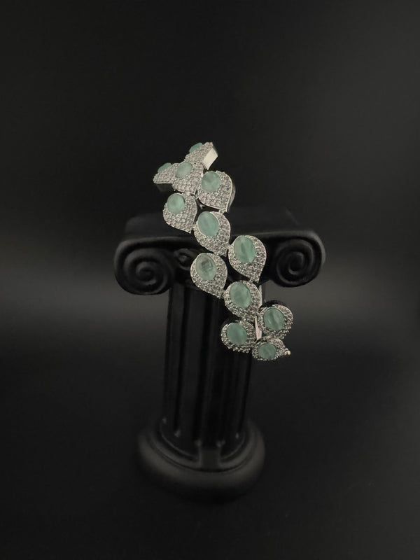 Openable Stone and Cubic Zirconia Bracelet Designer inspired Bracelet bangle Fits upto 2.6" wrist size