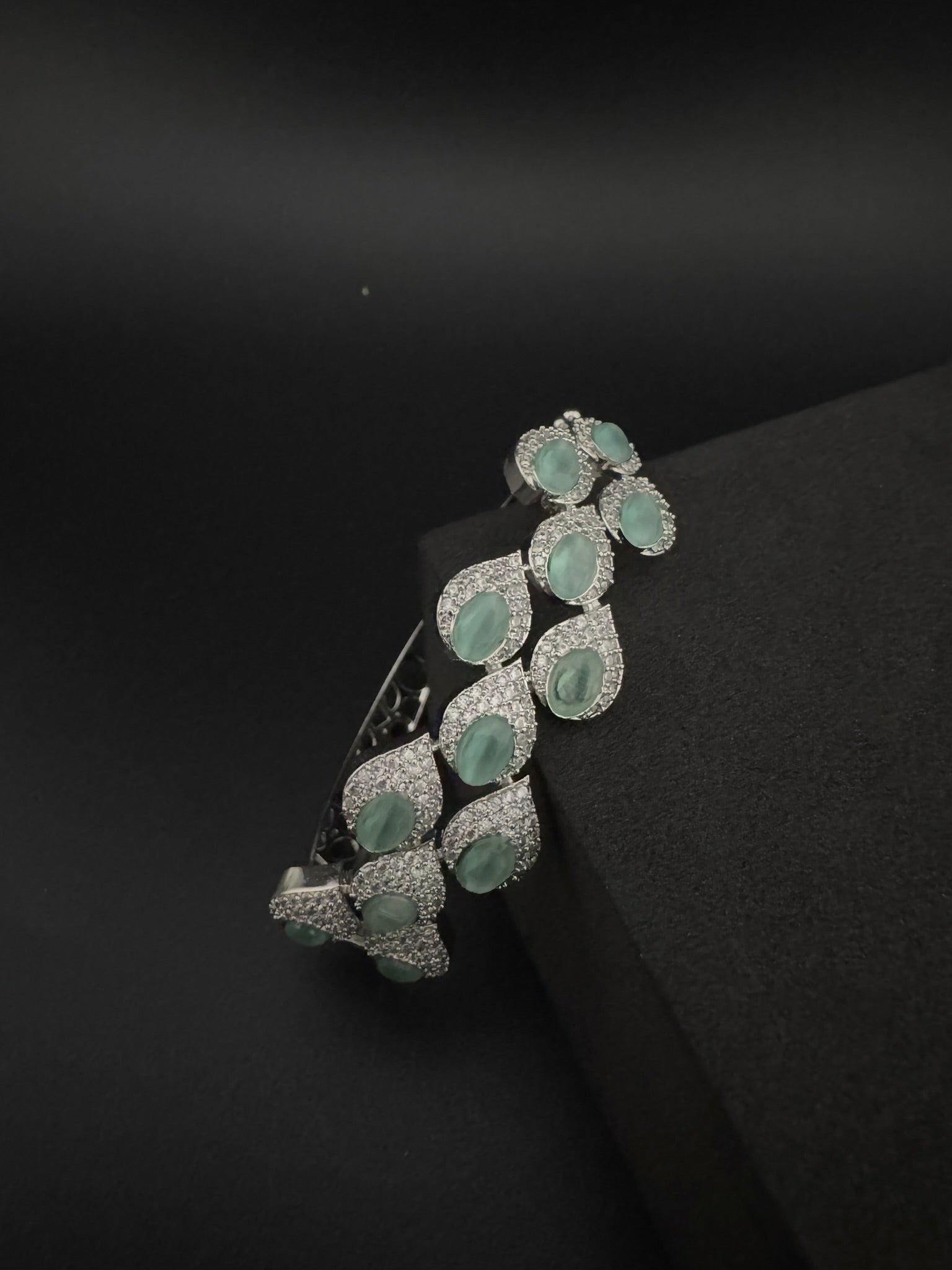 Openable Stone and Cubic Zirconia Bracelet Designer inspired Bracelet bangle Fits upto 2.6" wrist size