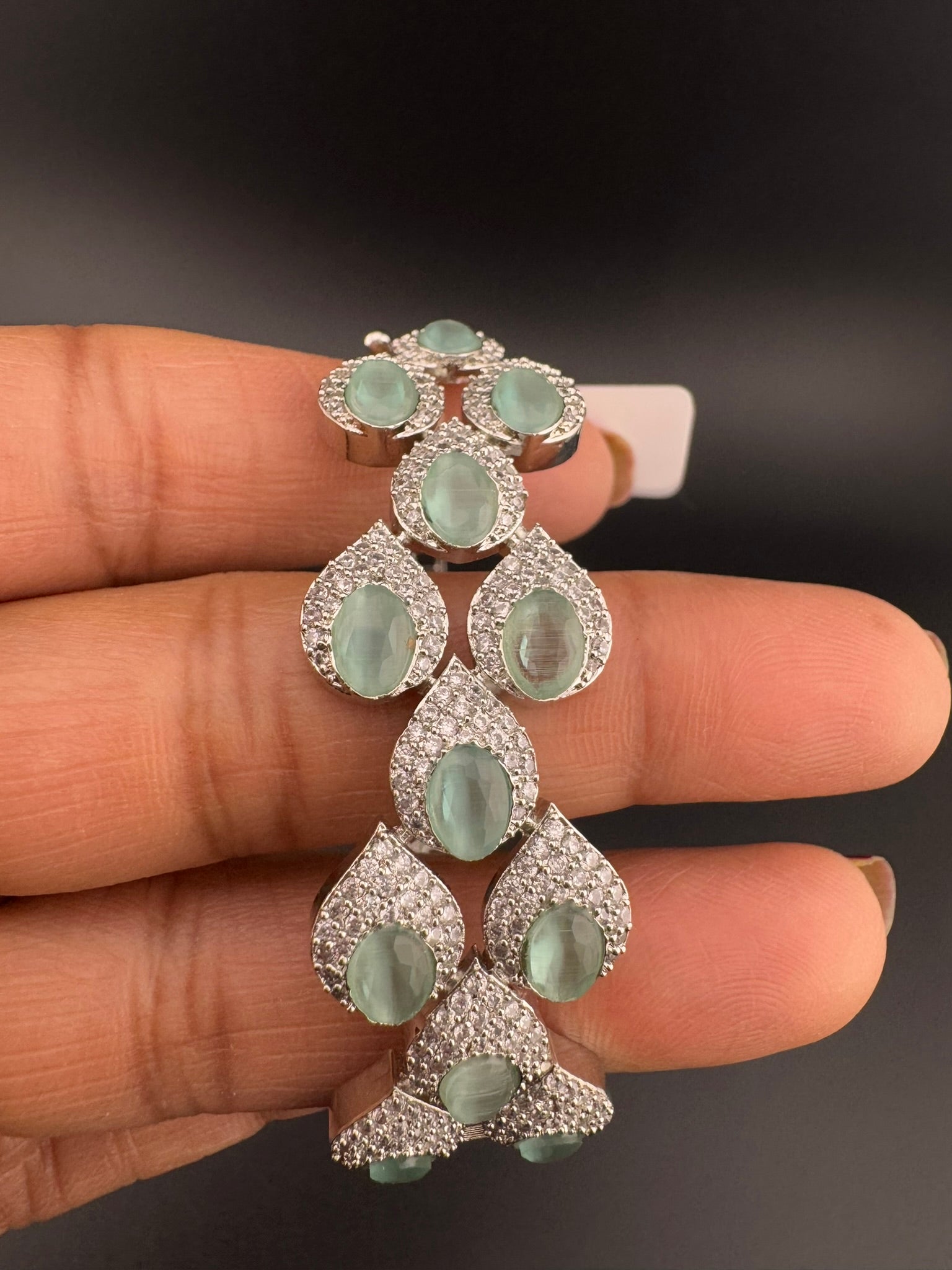 Openable Stone and Cubic Zirconia Bracelet Designer inspired Bracelet bangle Fits upto 2.6" wrist size