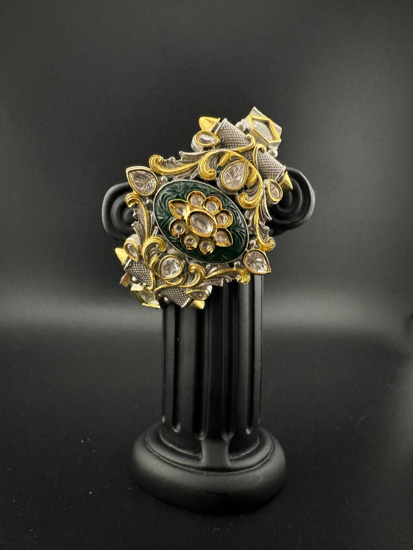 Openable Victorian Stone and Kundan Bracelet Designer inspired Bracelet Broad bangle