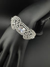 Silver color Openable Designer bracelet with crystal stones, Cubic Zirconia in unique Nano setting