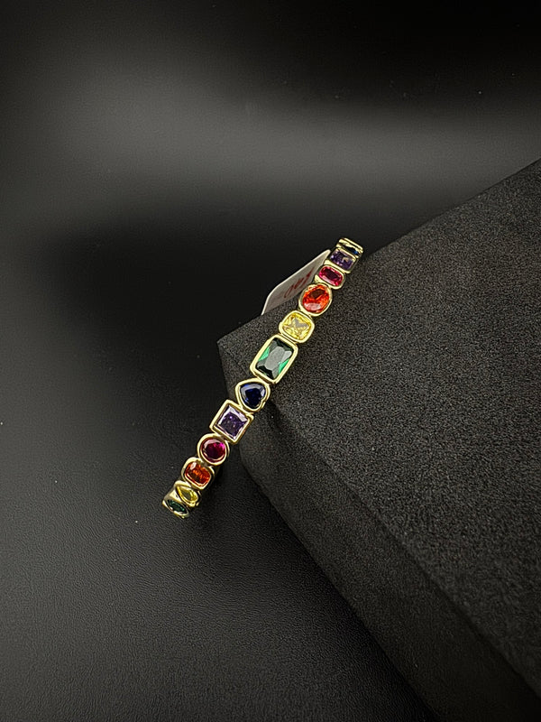 High Quality Gold Polish, Cubic Zirconia and stones Designer bracelet/Statement Bracelet/Indian Jewelry/Openable bangle/Fits upto 2.6" size