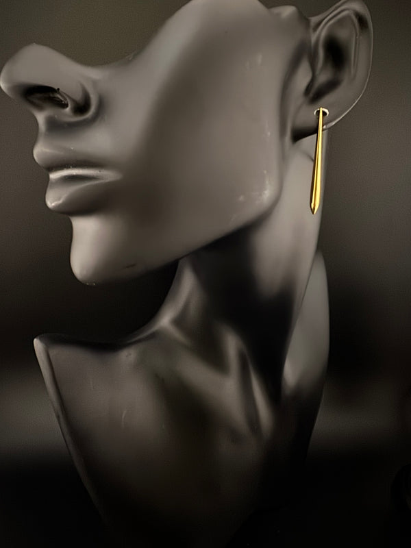 Anti-Tarnish, Water resistant Gold dangle earrings in drop design/Everyday earrings/Light weight everyday jewelry/sleek long earring