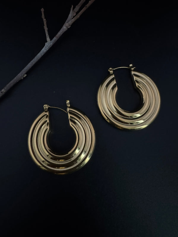 Anti-Tarnish Water resistant Gold Hoop earrings in drop design/Everyday earrings/Light weight everyday jewelry/office wear/daily kids jewelry