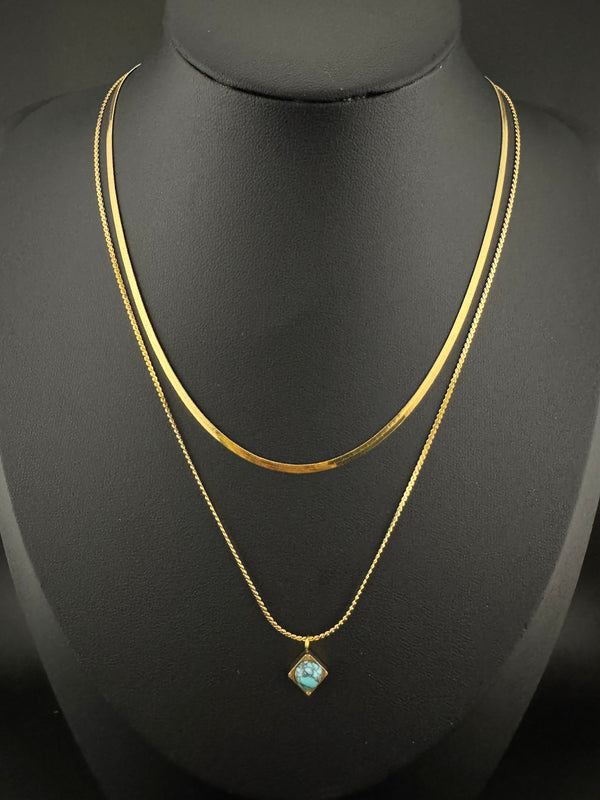 Anti-Tarnish Water resistant 18K Gold color plated multi-layer necklace/Office wear necklace/Everyday jewelry/Light weight everyday jewelry