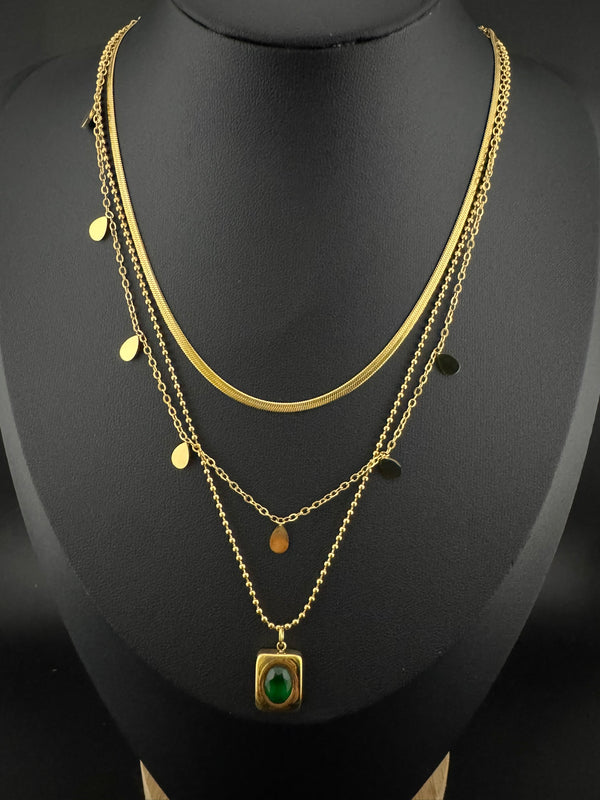 Anti-Tarnish Water resistant 18K Gold color plated multi-layer necklace/Office wear necklace/Everyday jewelry/Light weight everyday jewelry