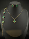 Anti-Tarnish Water resistant 18K Gold color plated clover Necklace SET with earrings and Bracelet/Office wear /Everyday jewelry/Light weight everyday jewelry