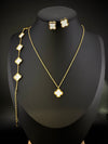 Anti-Tarnish Water resistant 18K Gold color plated clover Necklace SET with earrings and Bracelet/Office wear /Everyday jewelry/Light weight everyday jewelry
