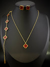 Anti-Tarnish Water resistant 18K Gold color plated clover Necklace SET with earrings and Bracelet/Office wear /Everyday jewelry/Light weight everyday jewelry