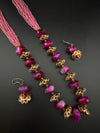 Premium Quality fusion Long Necklace with Enamel, natural and Onyx Beads with dangle earrings/Contemporary long Necklace set/Party/everyday