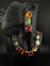 Premium Quality Modern Chunky Necklace with long chunky earrings/Contemporary Necklace set/Party/everyday wear/Indian Jewelry/Multicolor set