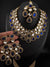 Blue Premium Quality Moissanite Uncut Kundan, natural stones with long earrings and tikka is Bridal necklace set/Indian Necklace set