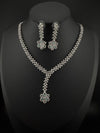 Premium Quality American Diamond/Cubic Zirconia, Crystals, Silver Polish Long Necklace set with Long earring/Indian jewelry/Bridal Necklace