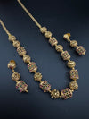 Premium Quality Traditional matt Gold and stones Long Necklace with long earrings/Indian Bridal necklace/Matar Mala/Rani Haar/Gold Plated