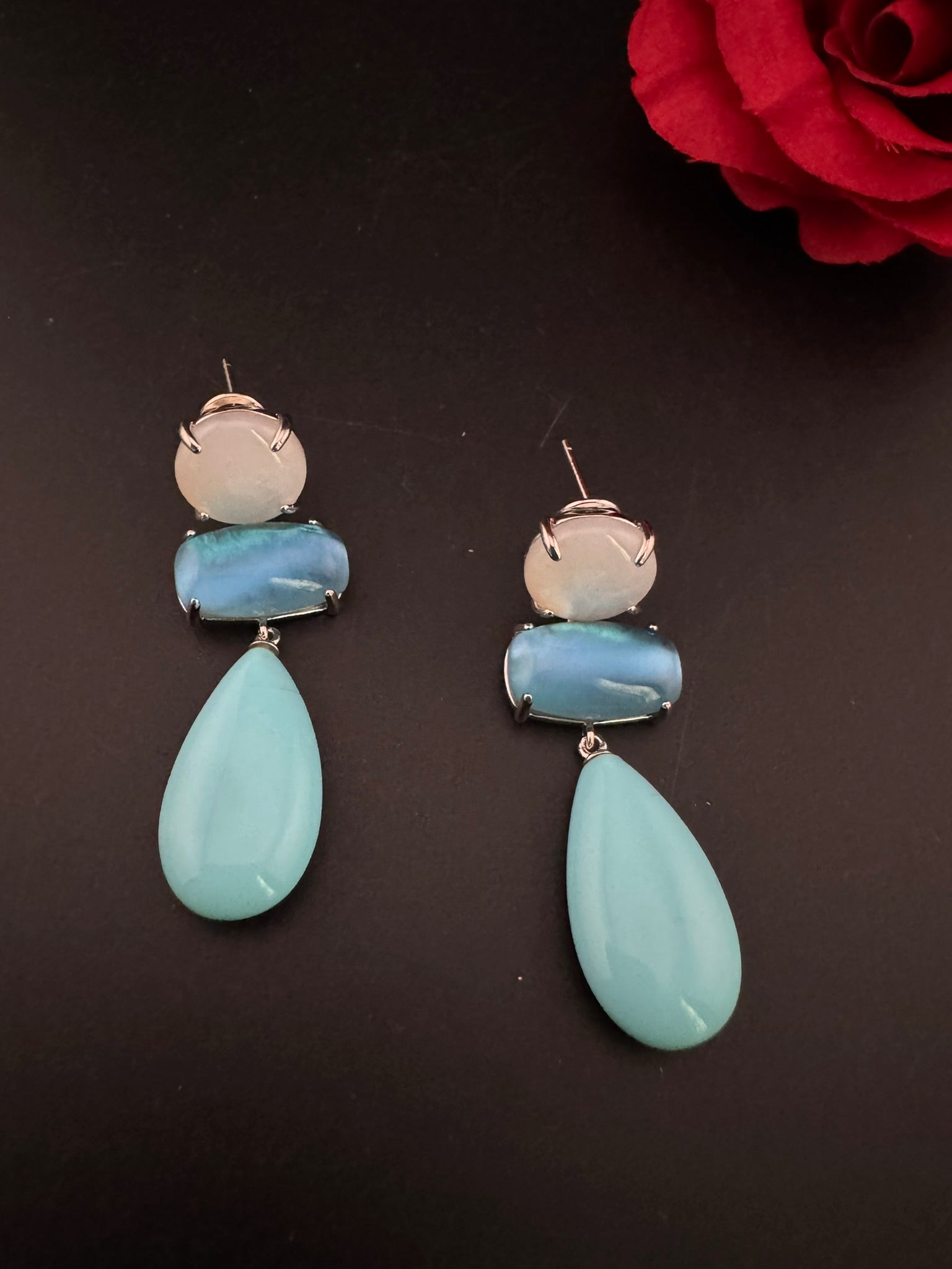 Premium 925 silver polish All Natural stone, pearl, CZ, Drop earring designer inspired Drop Dangle earrings/Unique earrings/Indian Jewelry