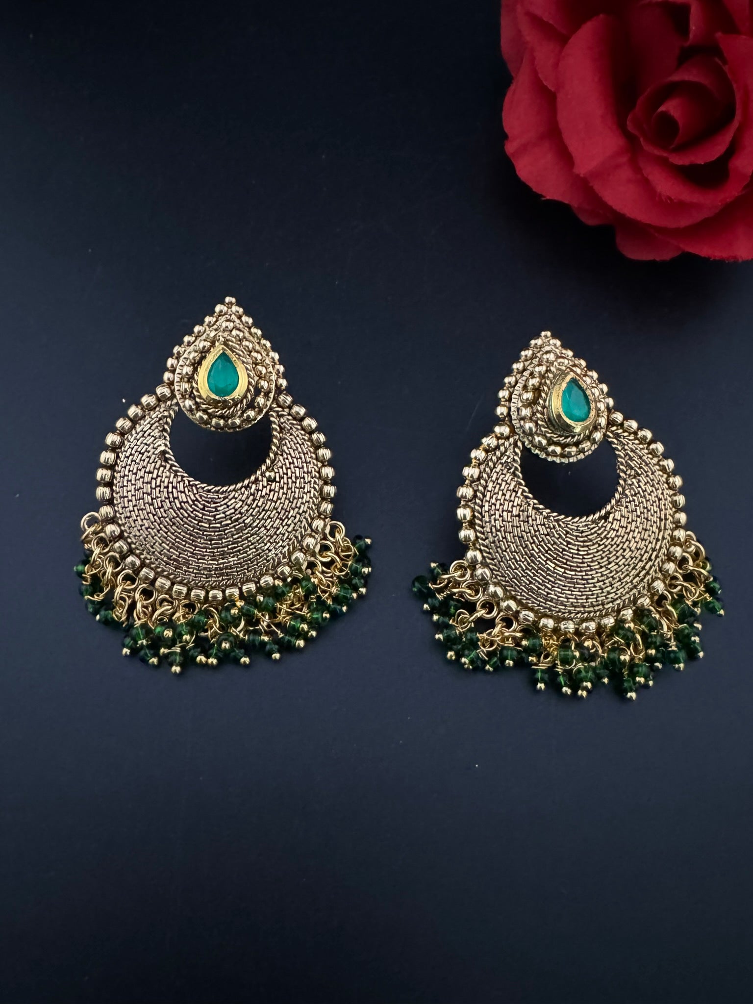 High Quality Chandbali with stones and pearls designer earrings/Chandelier earring/Chand Bali Earrings/Bridal jewelry/Gold polish Earrings