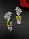 Premium Nano Setting Cubic Zirconia with Pearls is designer Inspired Statement Drop Dangle Long earring