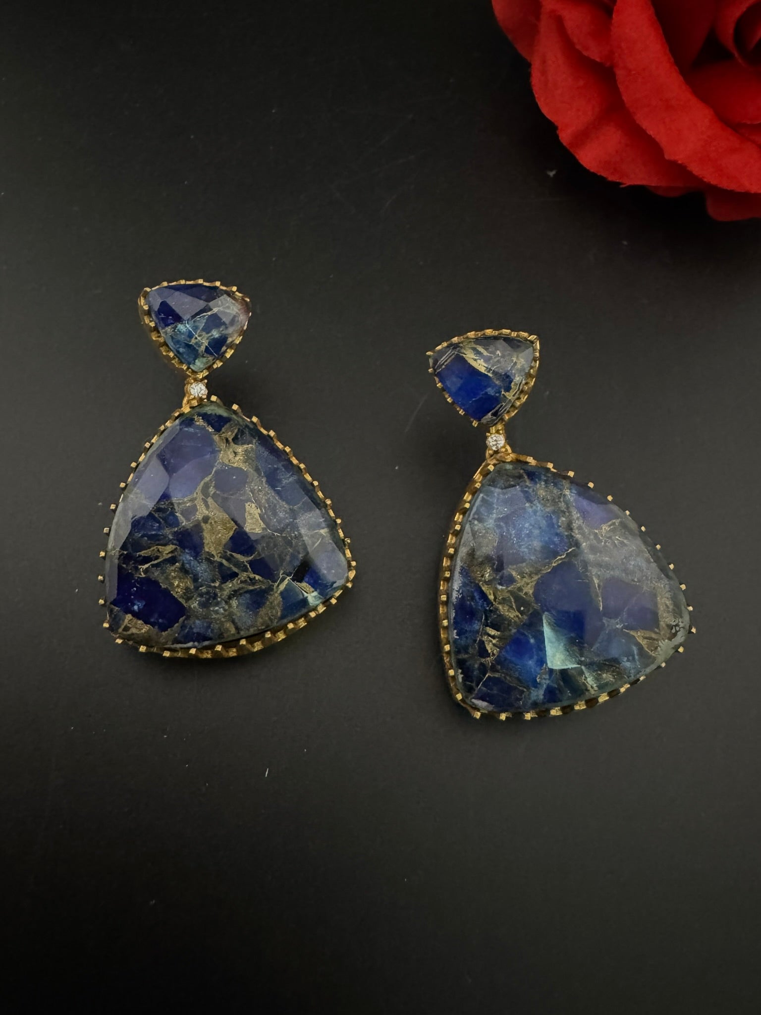 High Quality Premium Moissanite Doublet Marble stone and CZ is designer inspired Drop earrings/Unique earrings/statement Drop/Indian Jewelry