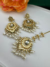 Premium Quality Kundan and pearls Gold plated designer inspired long chandbali earrings with Tikka/Indian earring/Bridal Jewelry (Copy)