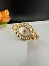 Premium Quality Moissanite Kundan, Mother Of Pearls is Designer inspired Bracelet/Adjustable broad Bracelet/Indian jewelry/Golden Bracelet