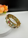 Premium Quality Moissanite Kundan, cubic zirconia and Crystal stones Openable Bracelet Bangle/Indian jewelry/Golden Bracelet Bangle